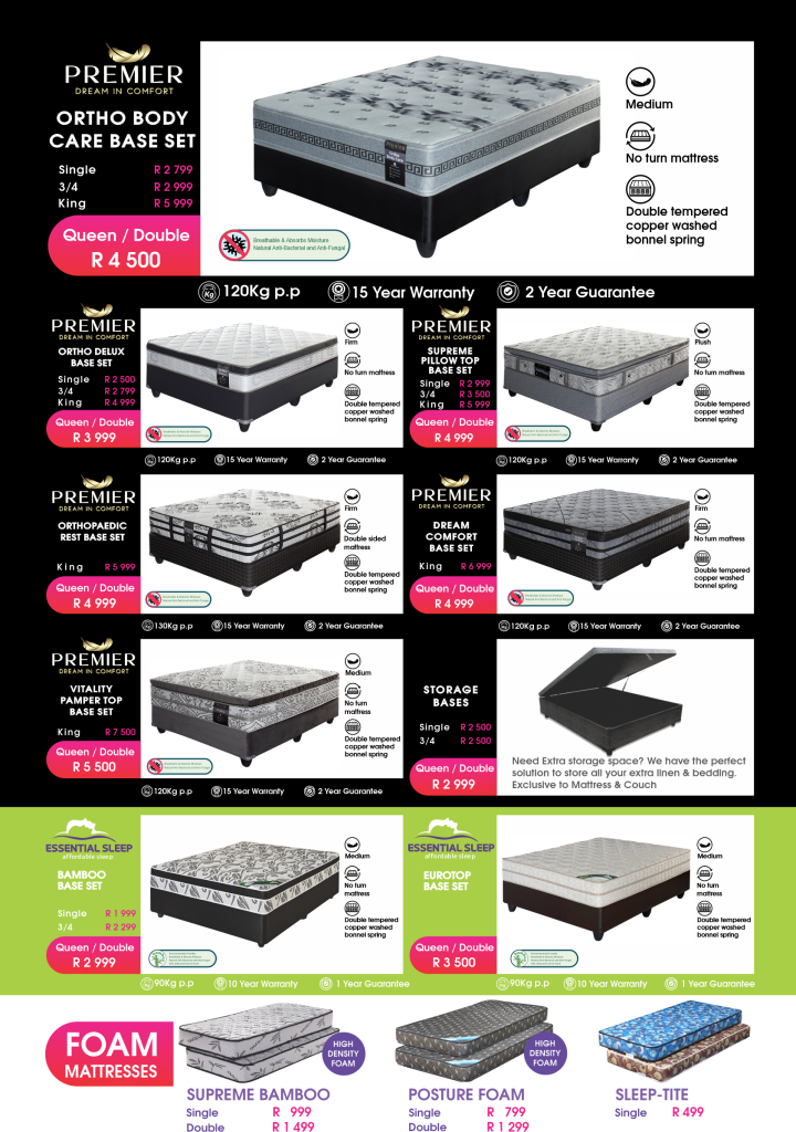 mattressandcouch.co.za - furniture -furniture store - mattress store - mattresses - brochure - flyer