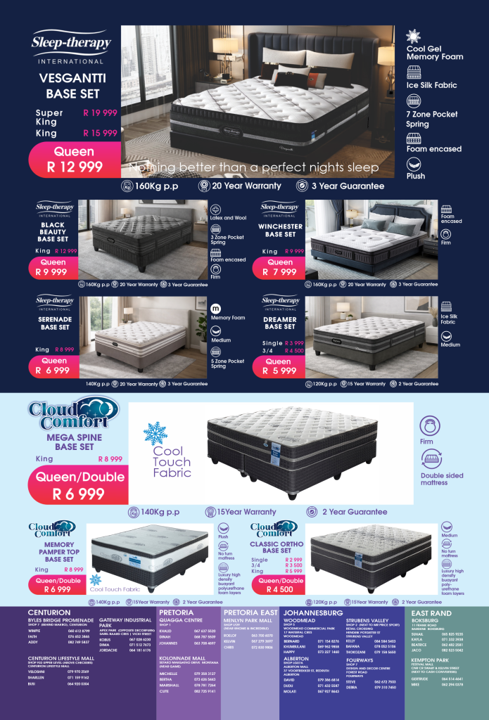 mattressandcouch.co.za - furniture -furniture store - mattress store - mattresses - brochure - flyer