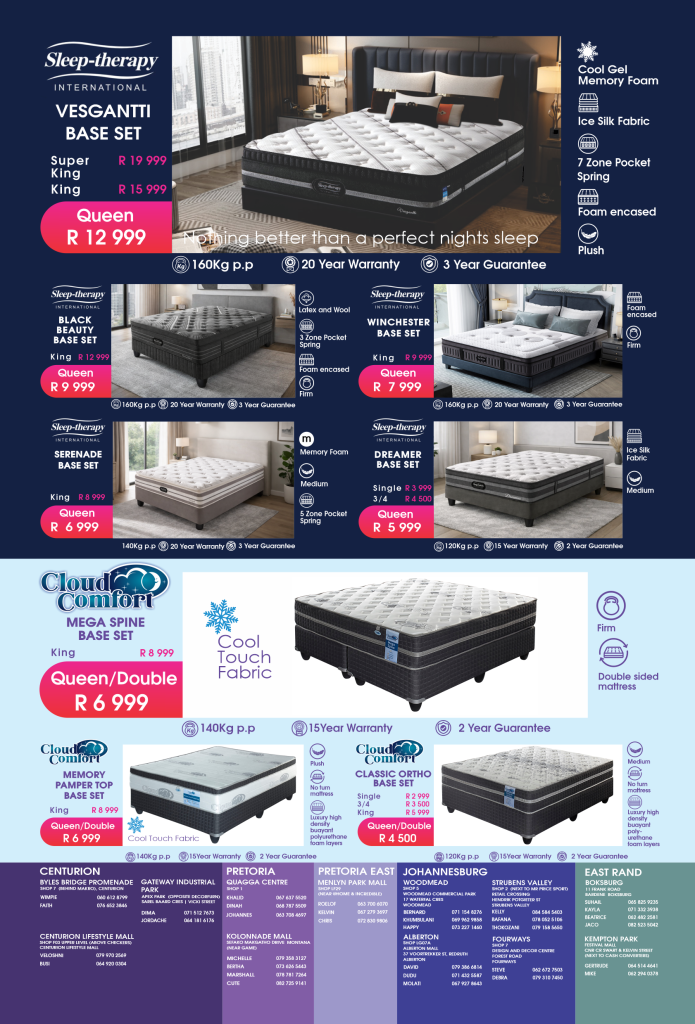 mattressandcouch.co.za - furniture -furniture store - mattress store - mattresses - brochure - flyer