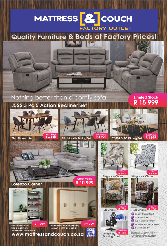 mattressandcouch.co.za - furniture -furniture store - mattress store - mattresses - brochure - flyer