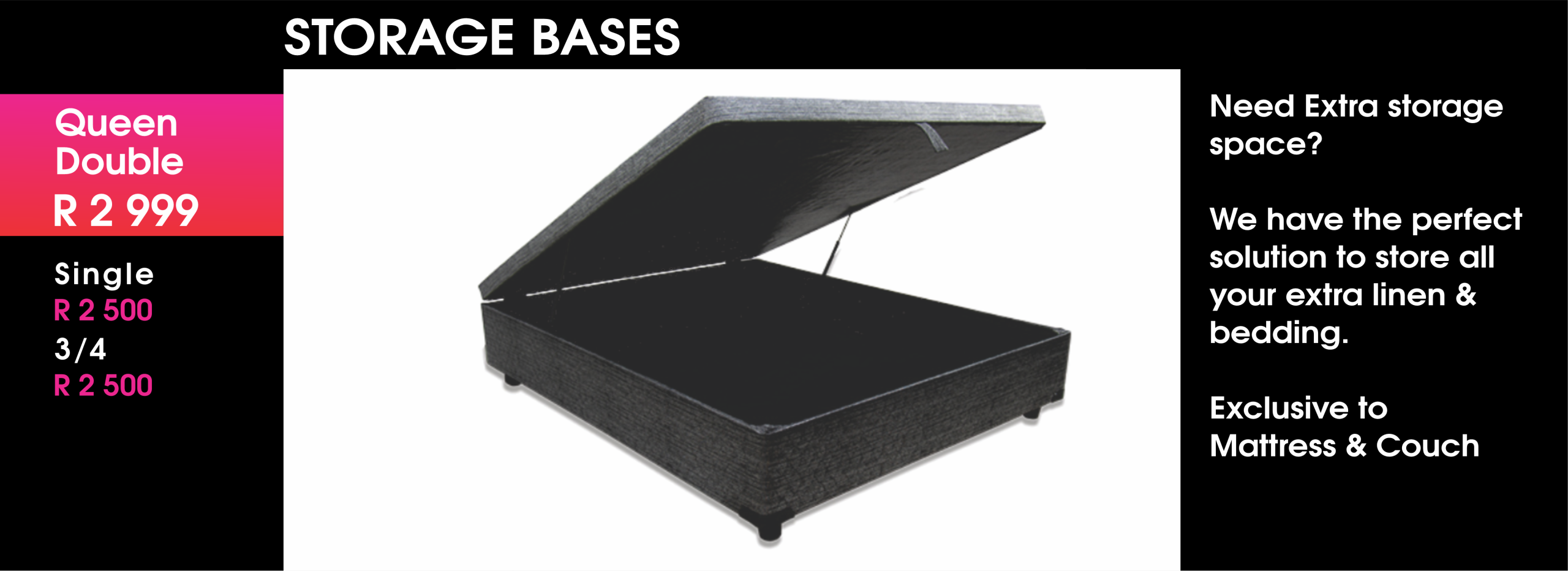 mattressandcouch.co.za - furniture -furniture store - mattress store - beds - mattresses - storage bases
