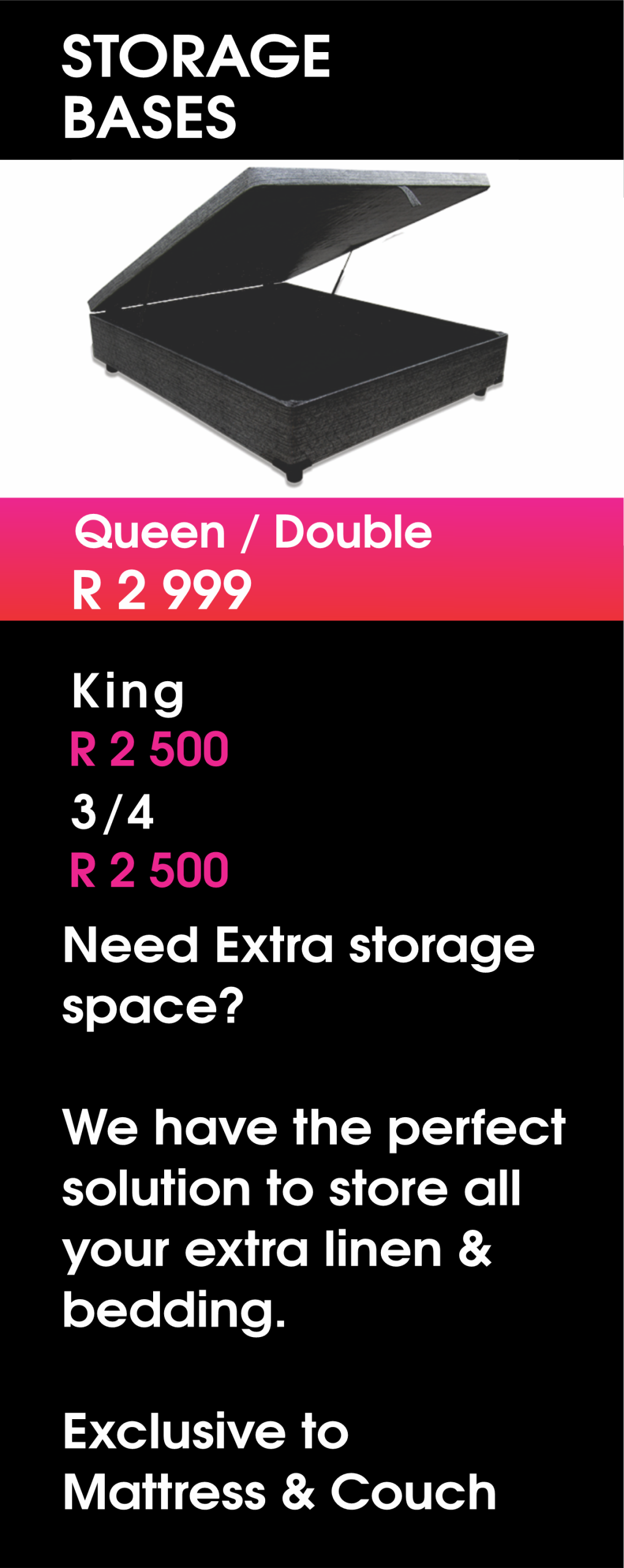 mattressandcouch.co.za - furniture -furniture store - mattress store - beds - mattresses - storage bases